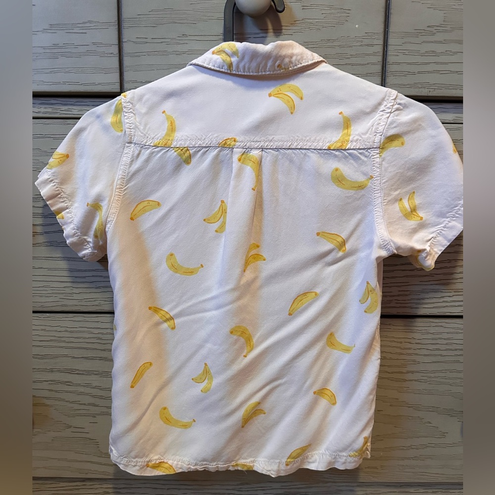 Cat & Jack Banana Print Button Down Shirt - White and Yellow